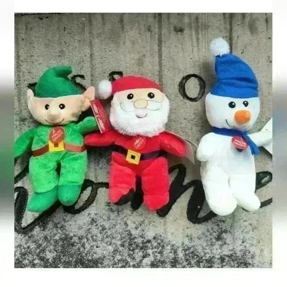 Christmas House Musical Singing Plushes Snowman, Elf & Santa Claus Set O… - Picture 1 of 8